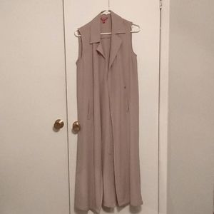 Floor length taupe cardigan